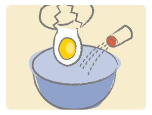 作り方2ー全卵と酢以外の調味料を入れ混ぜる