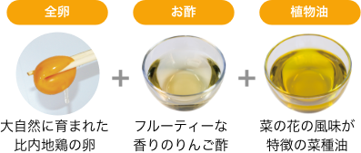 「全卵」大自然に育まれた
比内地鶏の卵。「お酢」